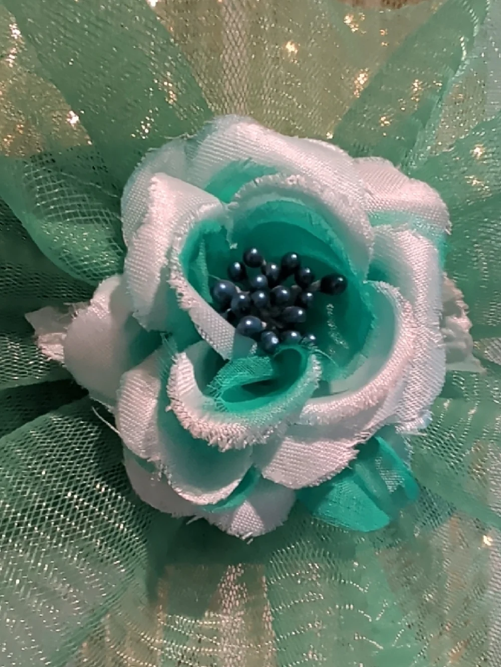 🔥Teal Decorative Party Hat with Organza Bow